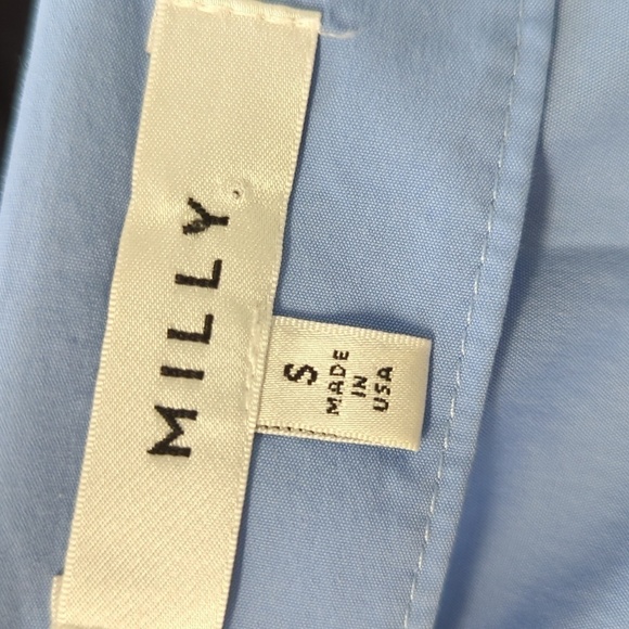 Milly Vivian Stretch Poplin Ruffle Sleeve Peplum Top Blue S cottagecore summer - Picture 8 of 13